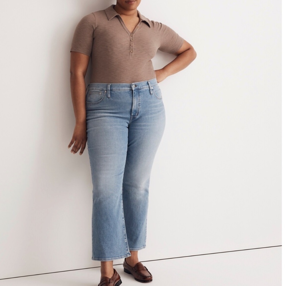 Madewell Kick Out Mid Rise Crop Flare Stretch Jeans Carey Wash Size 31
